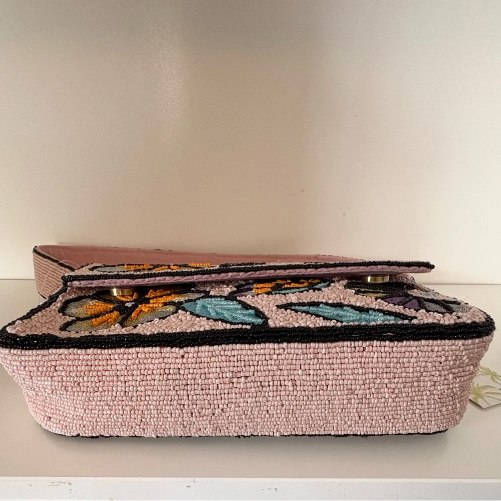 Floral Beaded Shoulder Bag NWT America And Beyond Sparkly Springy Intricate - Picture 6 of 16